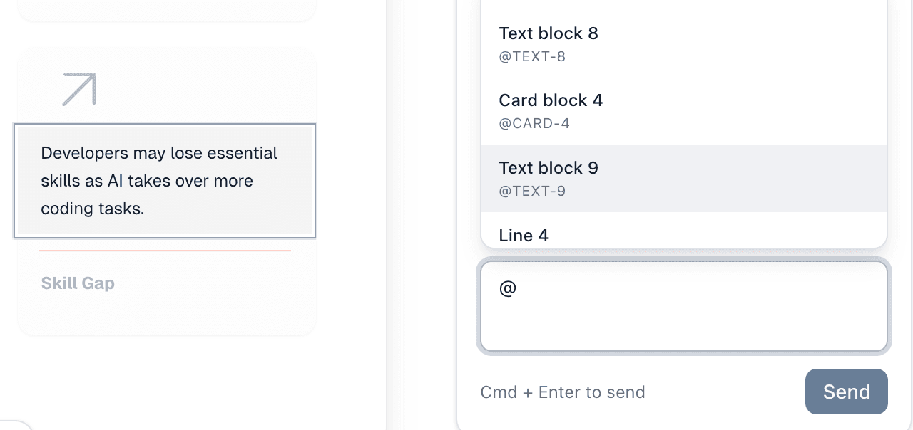 AI agent tagging blocks in the editor